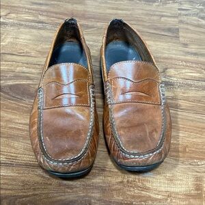 Rockport Brown Leather Penny Loafers with Rubber Sole